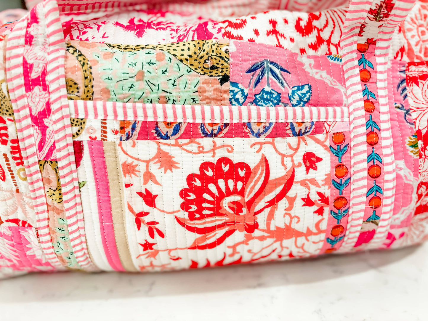 Pink City Large Quilted Duffel Bag