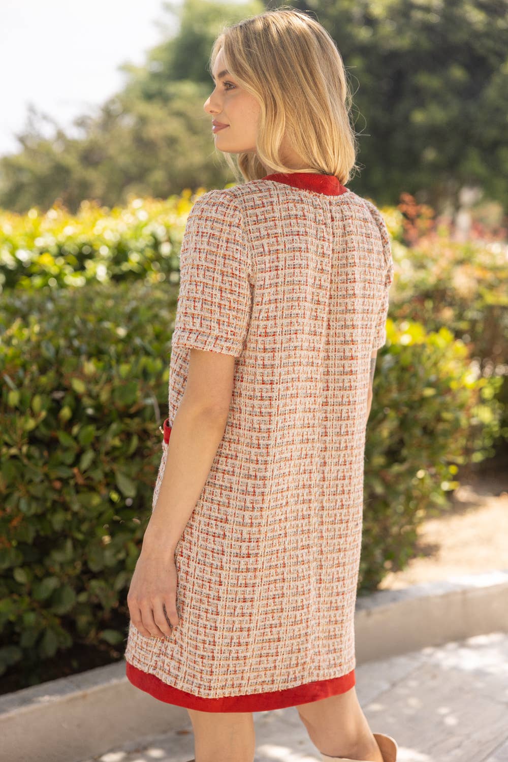 The Elaine Tweed Dress - Red