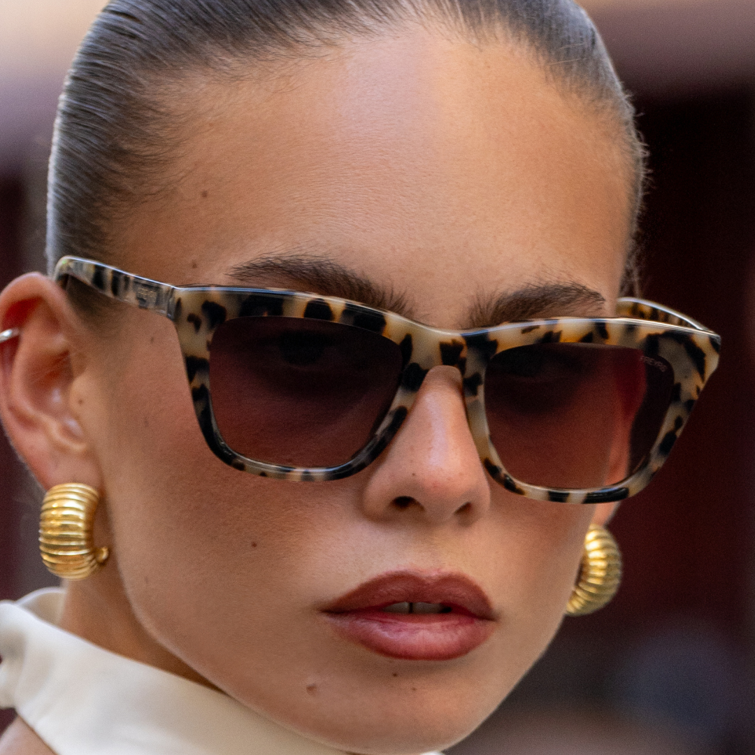 Lucy Acetate Womens Cat Eye Sunglasses: Milky Tortoise