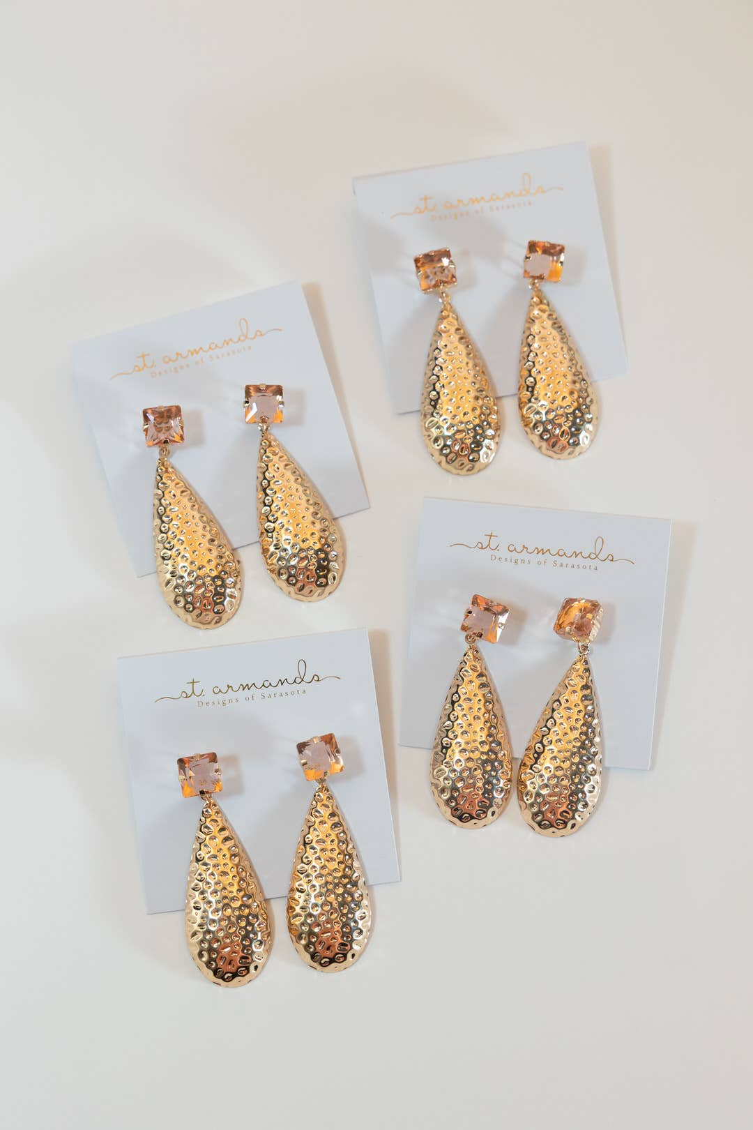 Rosé Bubbles Hammered Rose Gold Statement Earrings