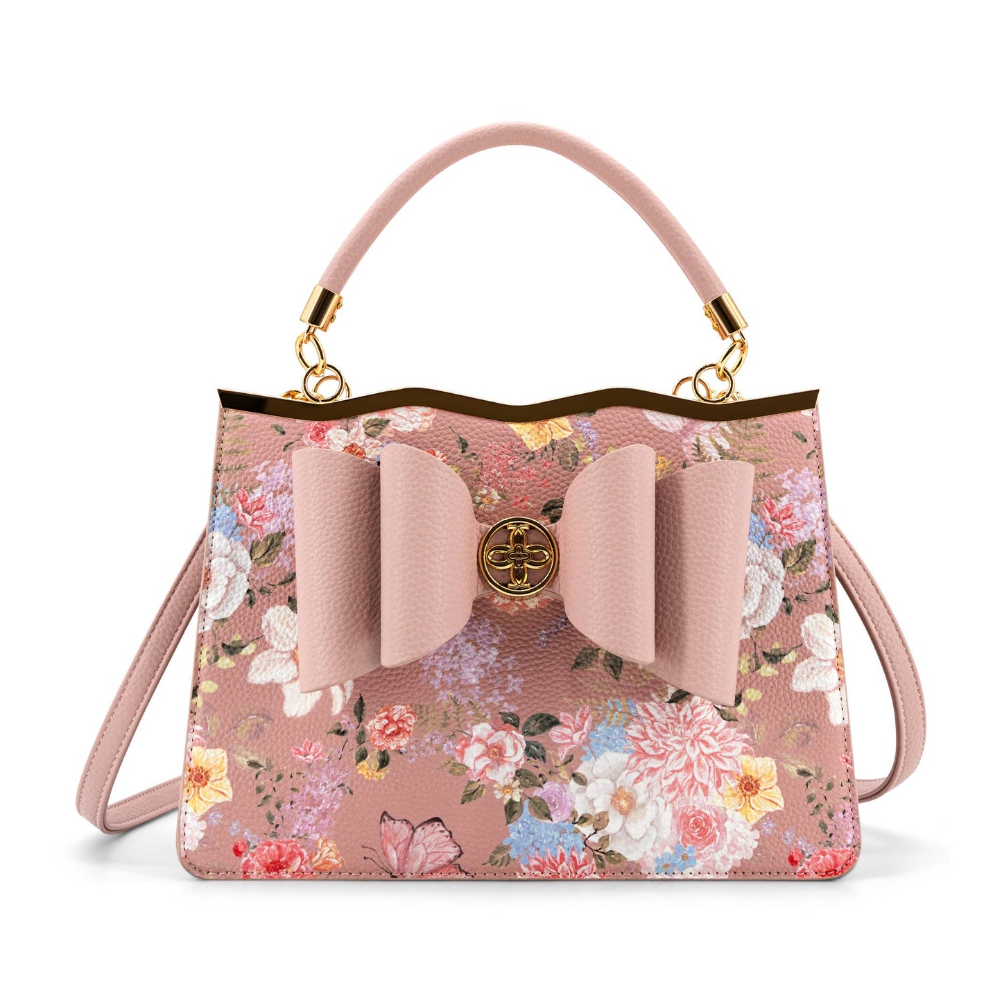 Amelie Floral Bow Bag: Blush