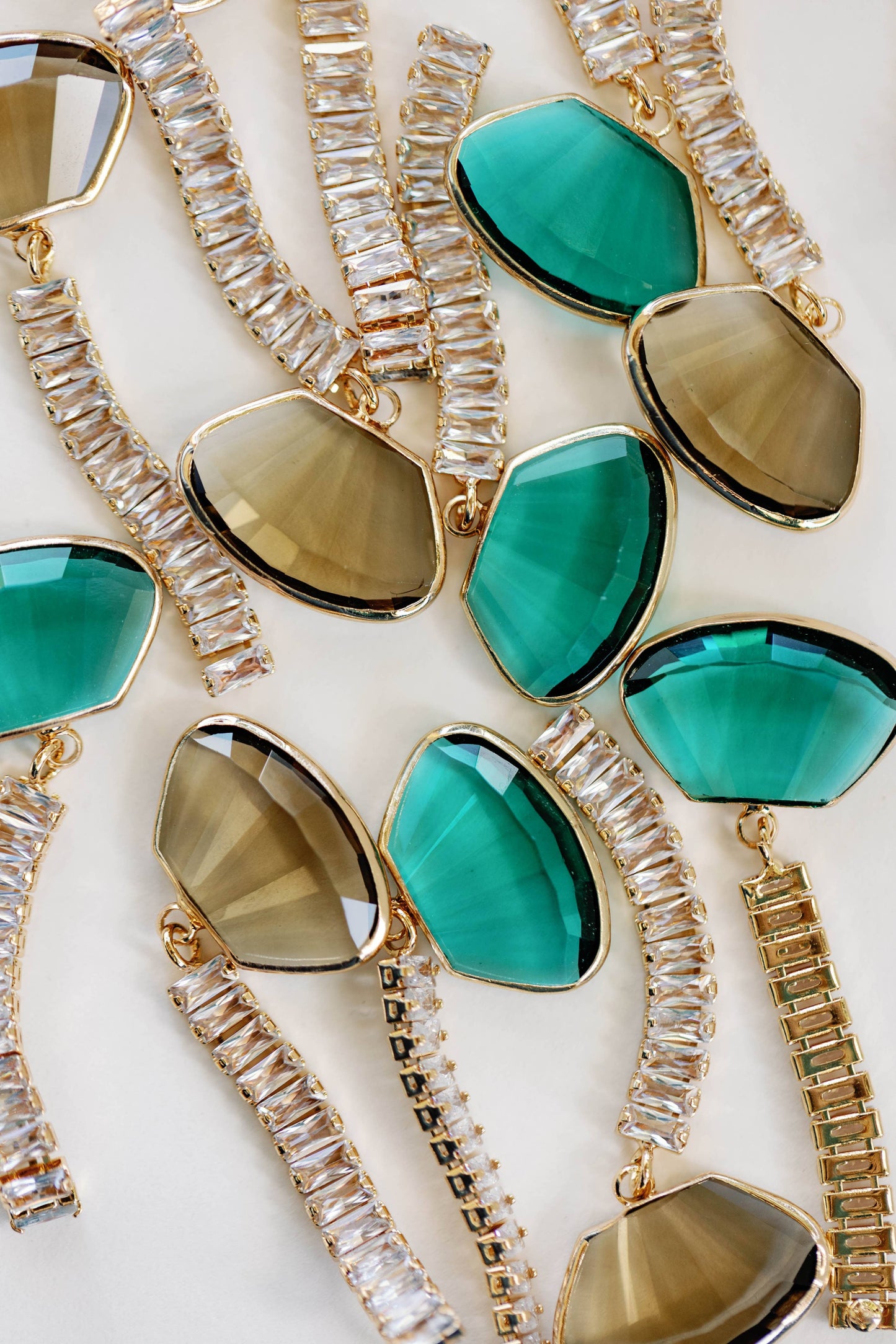 Emerald Swingy Diamond Drop Holiday Statement Earrings