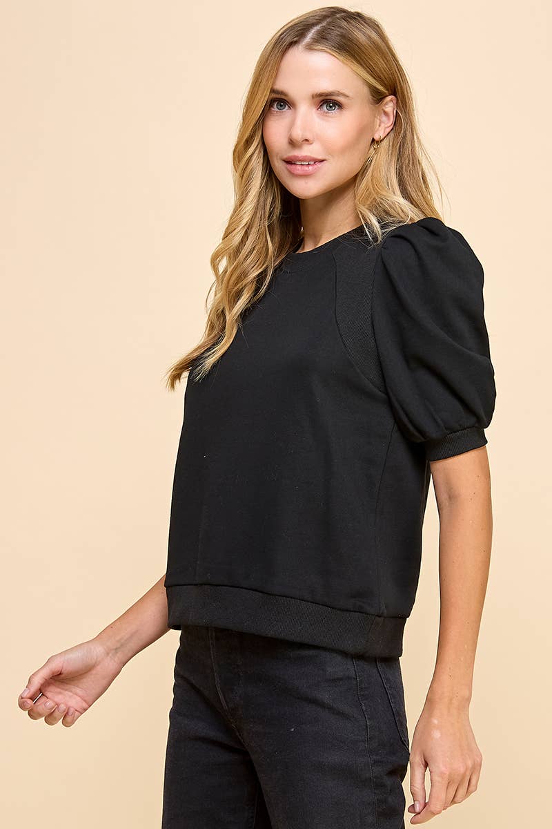 Puff Sleeve Top - Black