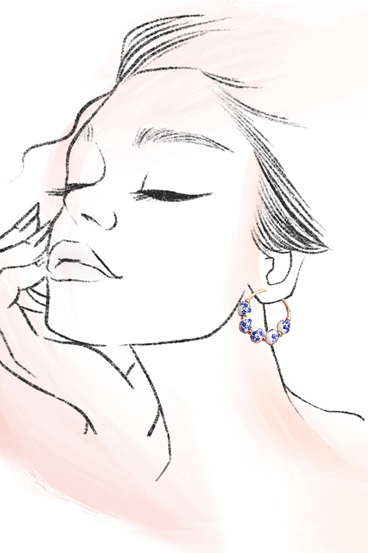 Blue Porcelain Hoops