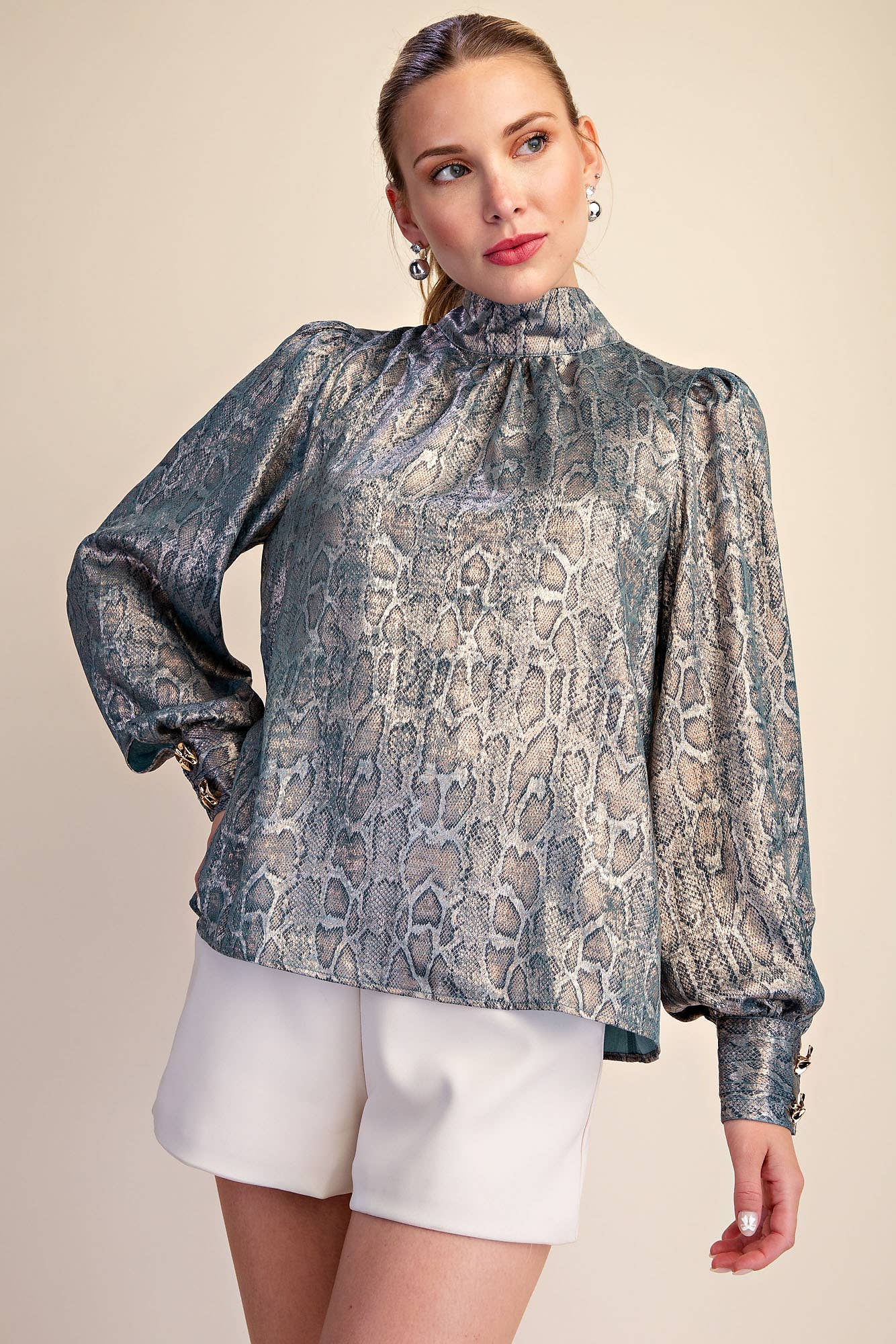 The Sassy Satin Blouse -  Turquoise
