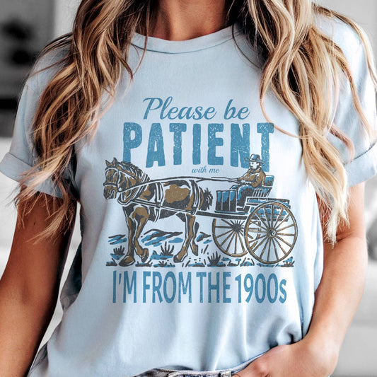 Be Patient Graphic Tee: Ice Blue