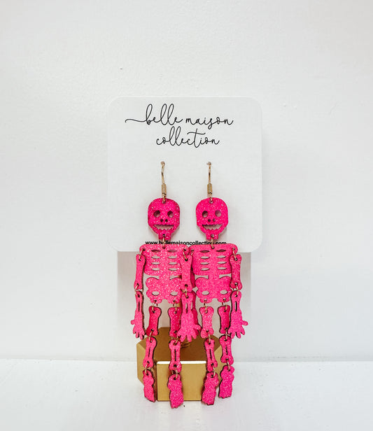 Skeleton Earrings - Pink