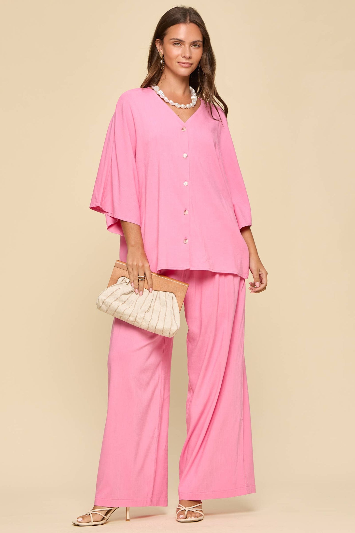 The Sophia Linen Set: Pink