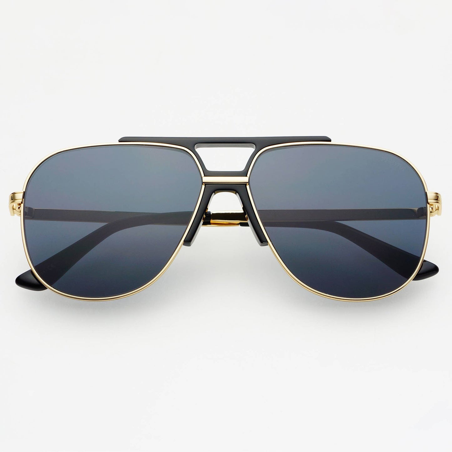 Logan Acetate Aviator Unisex Sunglasses: Black / Gray