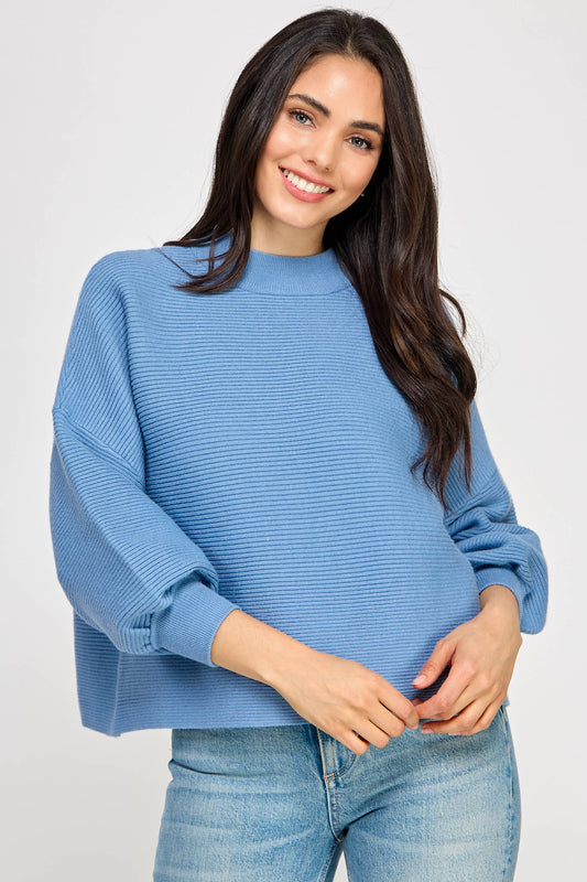 Balloon Sleeve Sweater - Azure