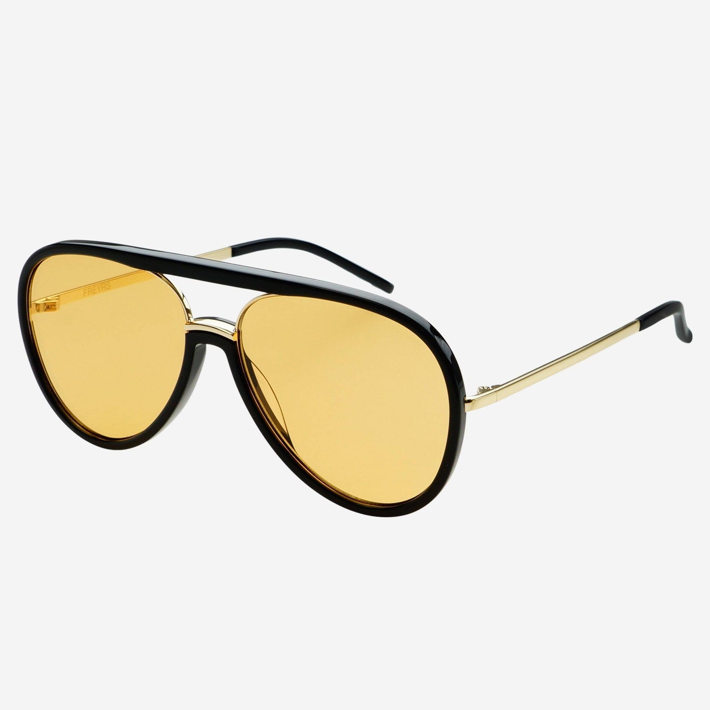 Shay (NEW) Unisex Aviator Sunglasses: Black / Soft Amber