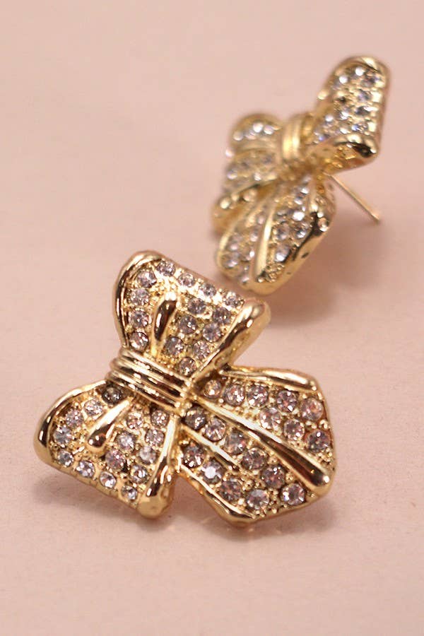 Rhinestone Bow Earrings