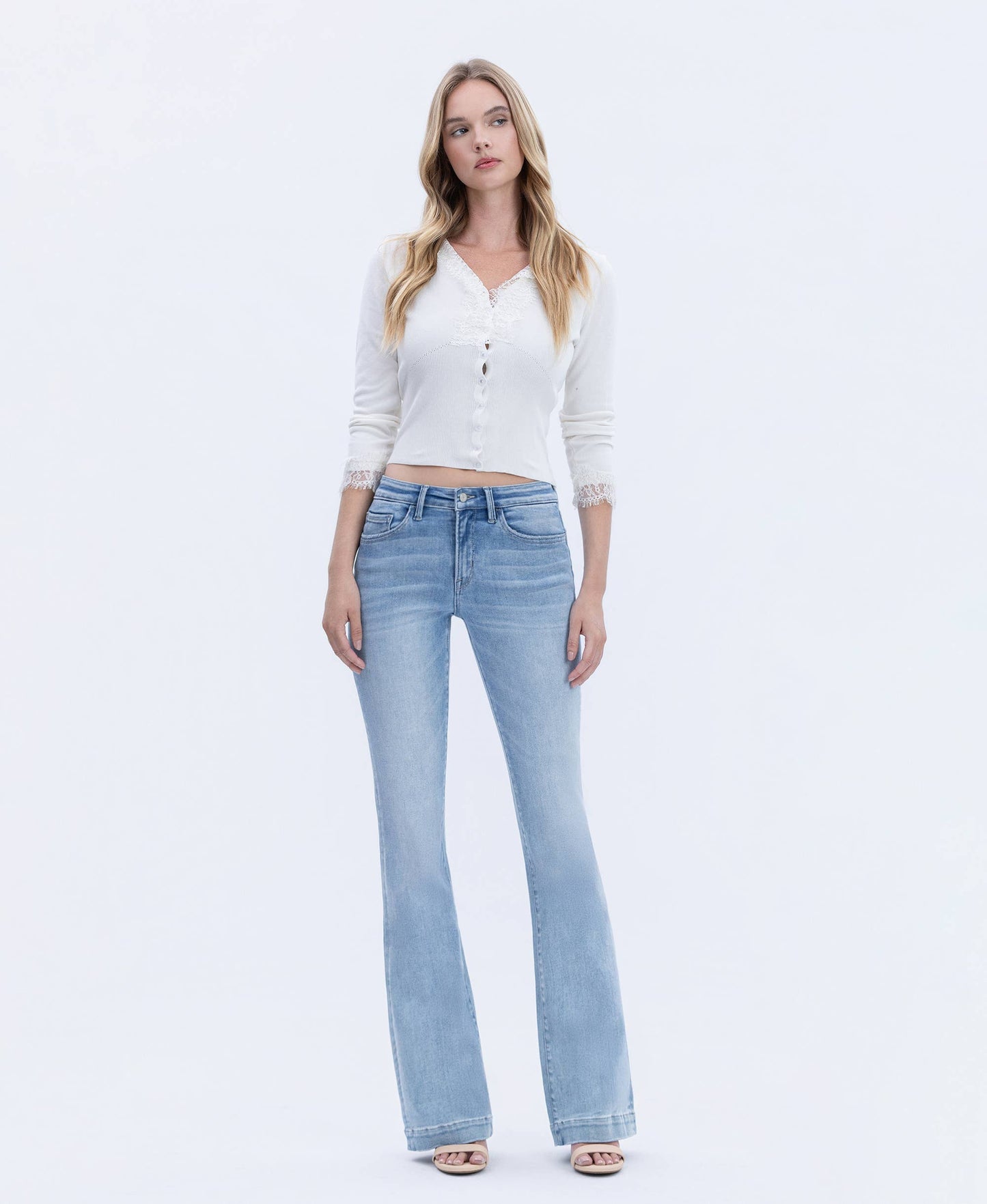 MID RISE TROUSER HEM BOOTCUT JEANS