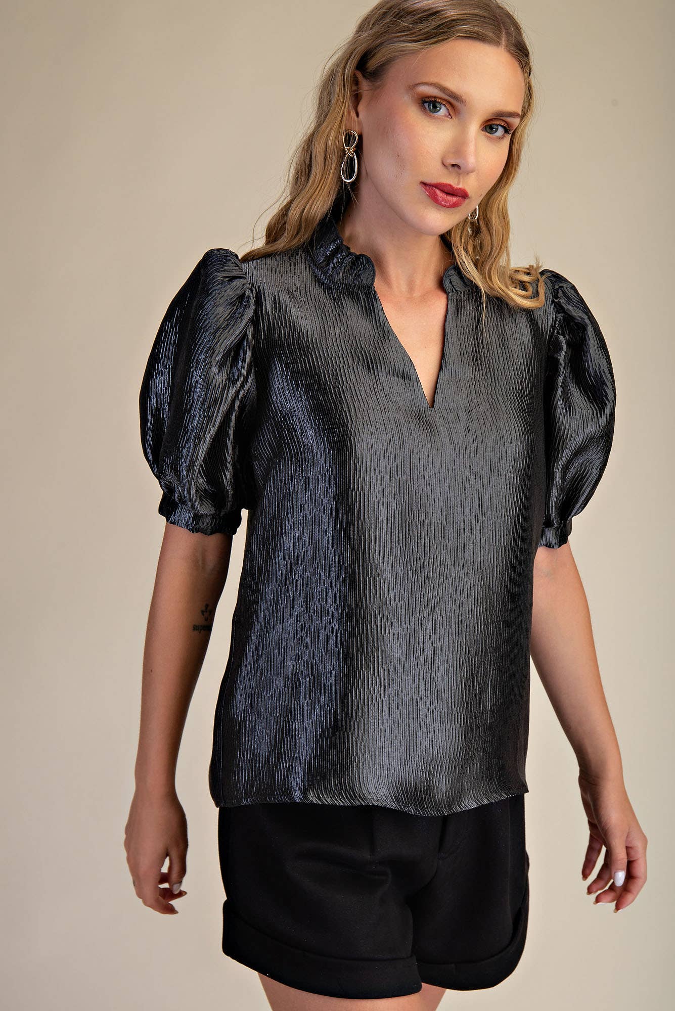 Puff Sleeve Top: Teal