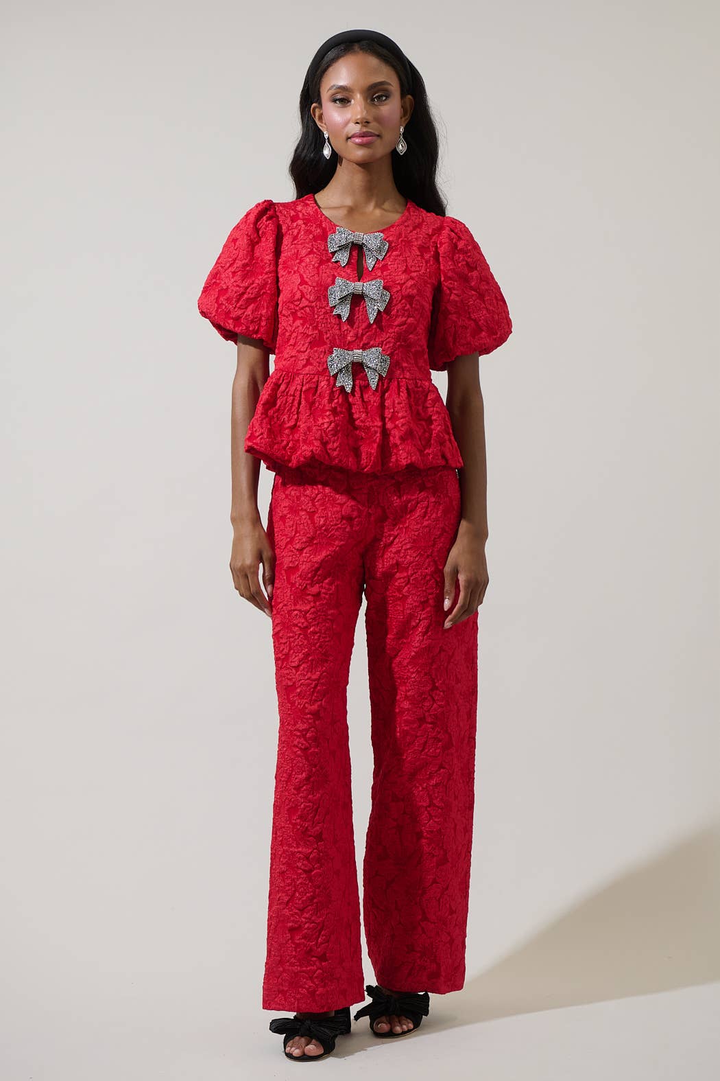 The Arielle Jacquard Bow Top