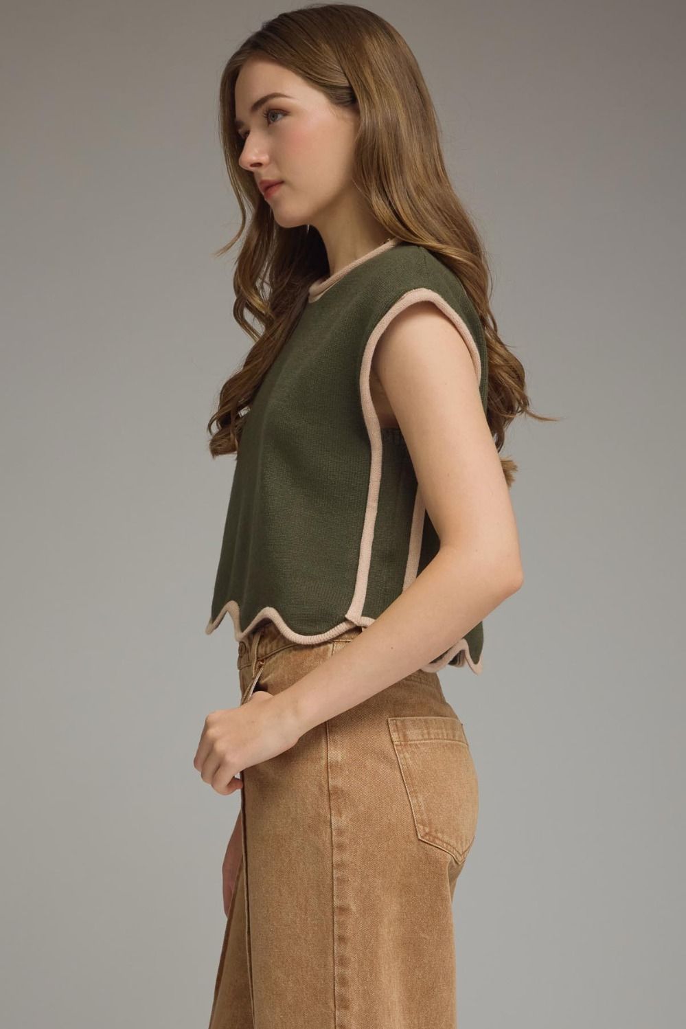 The Ally Knit Top - Army