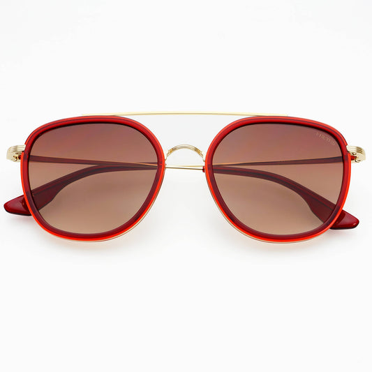 Weston Acetate Round Unisex Sunglasses  : Red