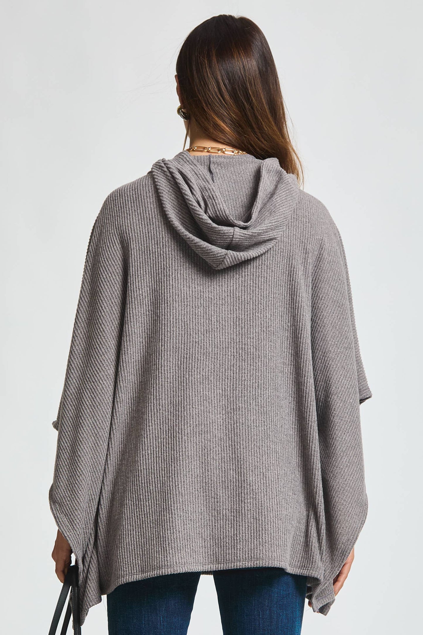 Ribbed Knit Poncho Top - Olive