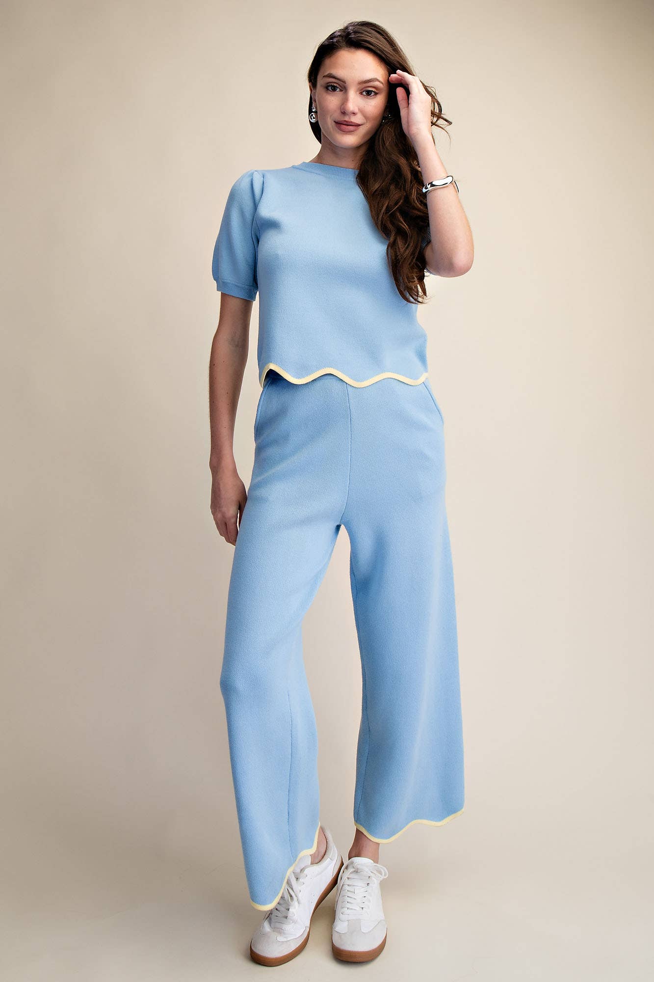 The Scallop Sweater Set - Blue