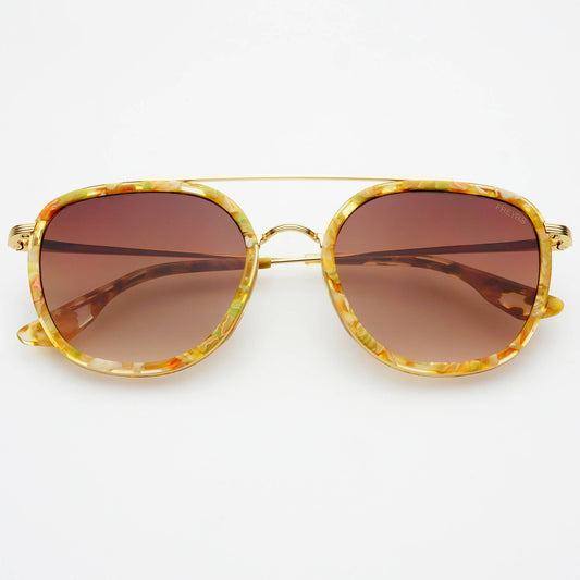 Weston Acetate Round Unisex Sunglasses : Yellow Tortoise