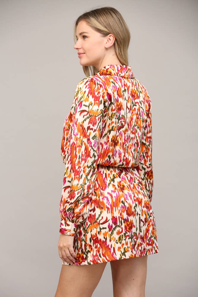 Abstract Wrap Dress