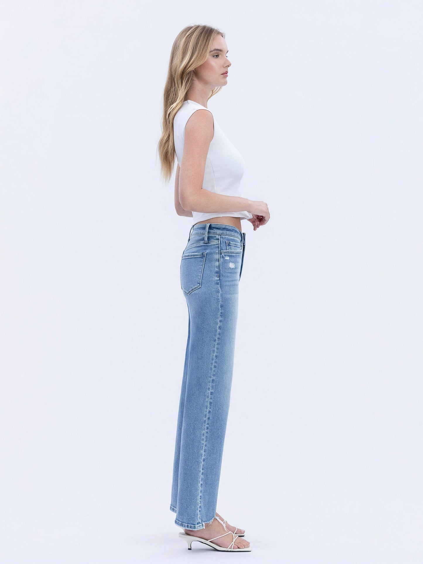 High Rise Slim Wide Jeans