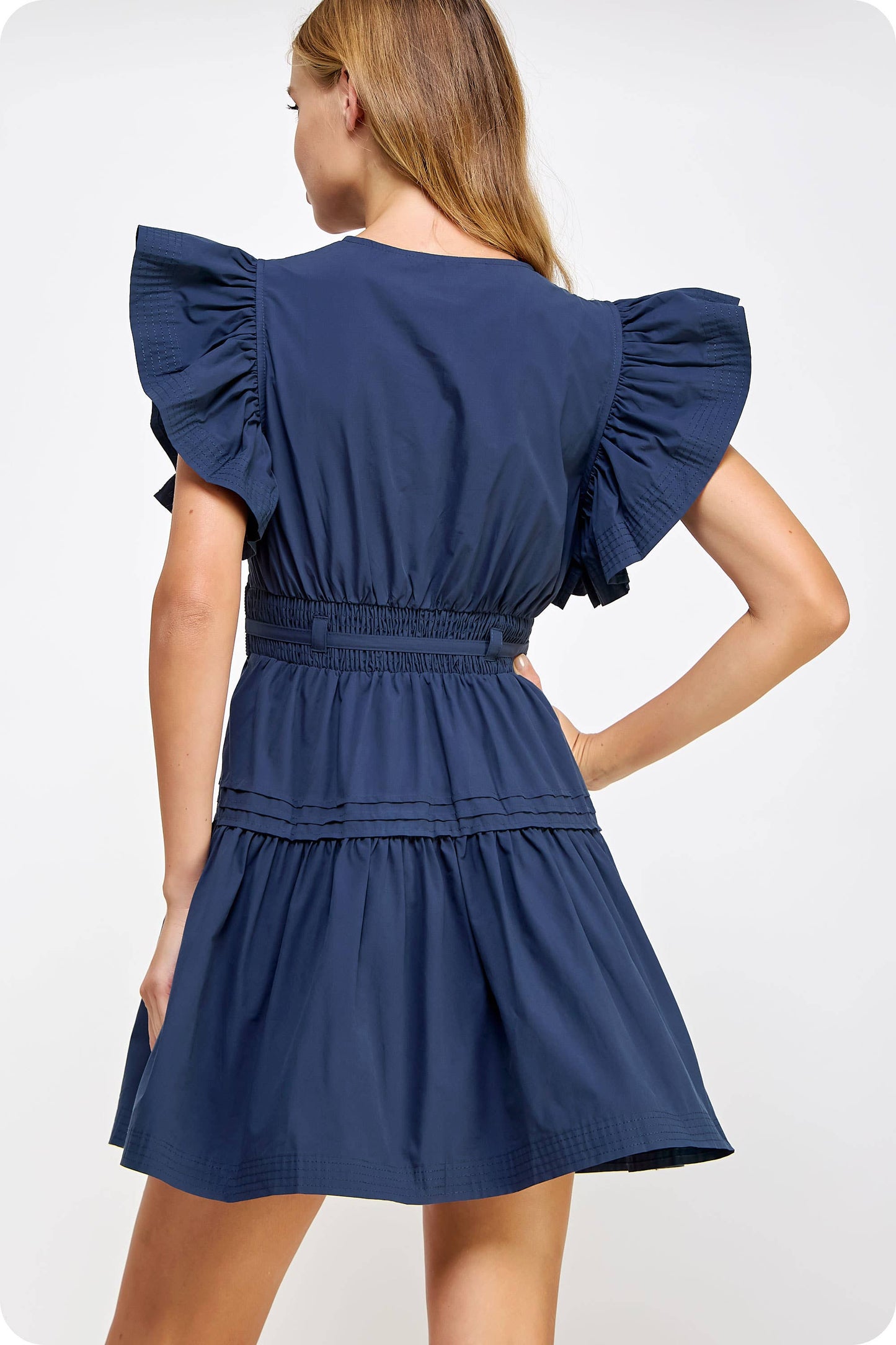 Poplin Mini Dress: Navy