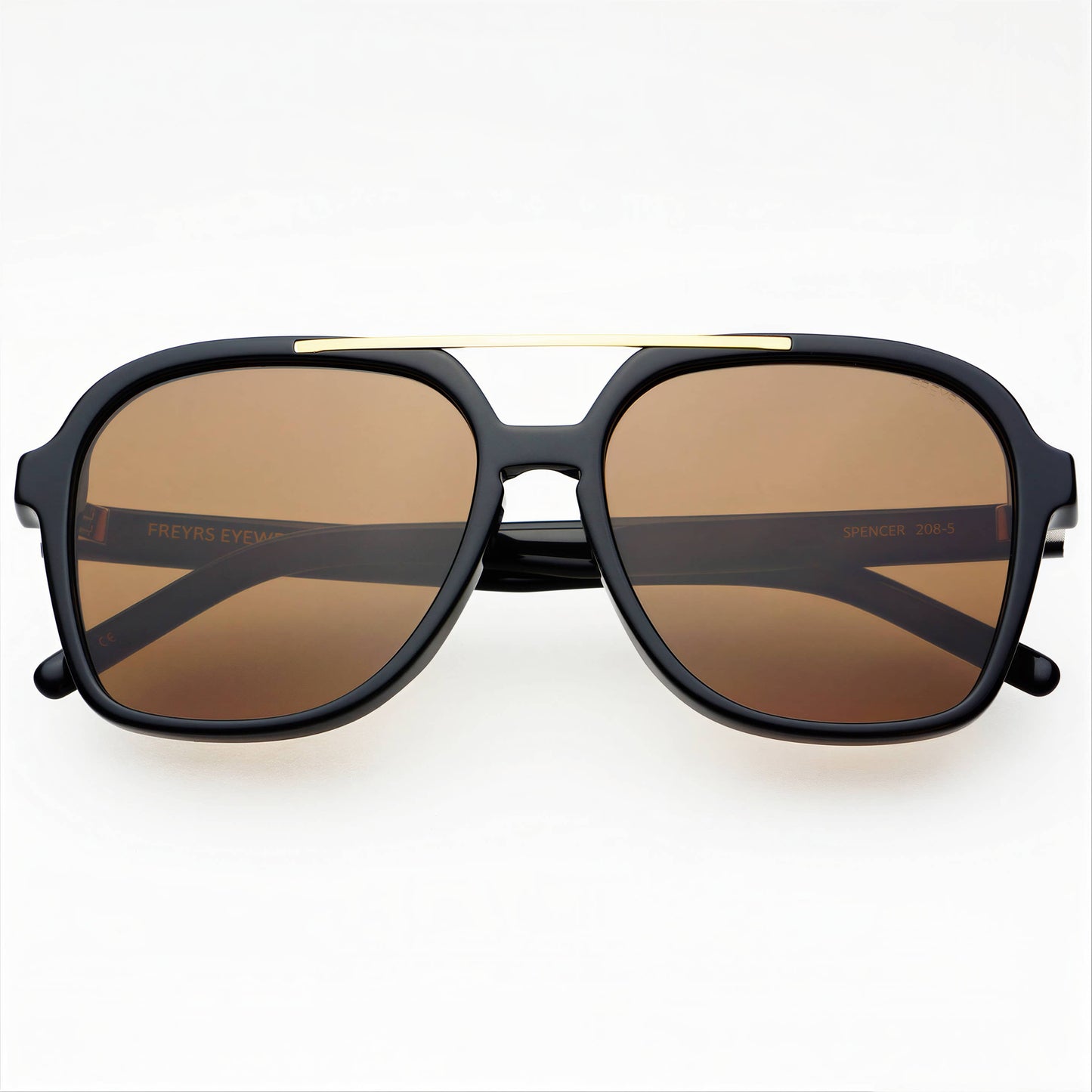 Spencer Unisex Aviator Sunglasses : Black / Brown
