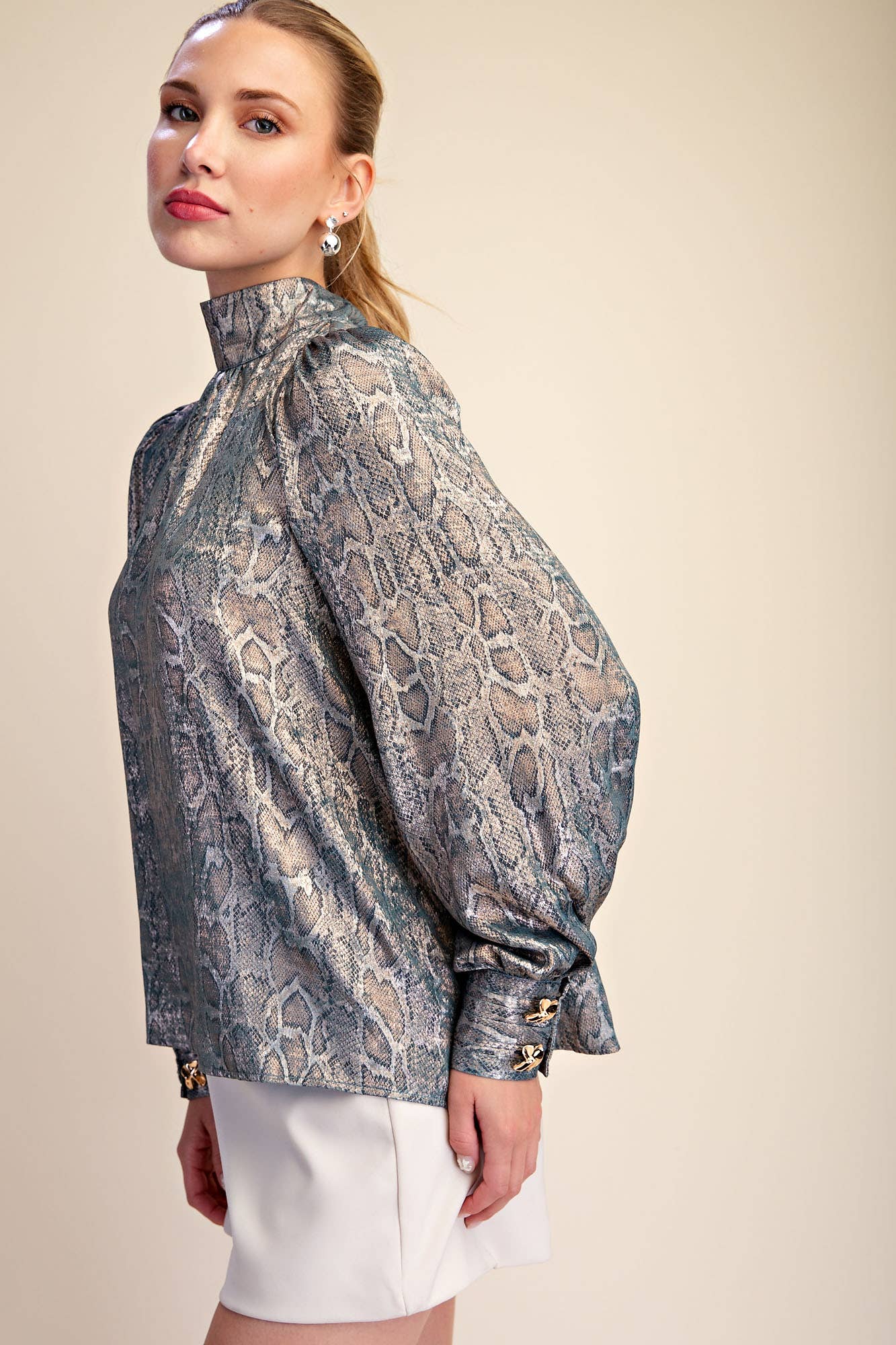 The Sassy Satin Blouse -  Turquoise