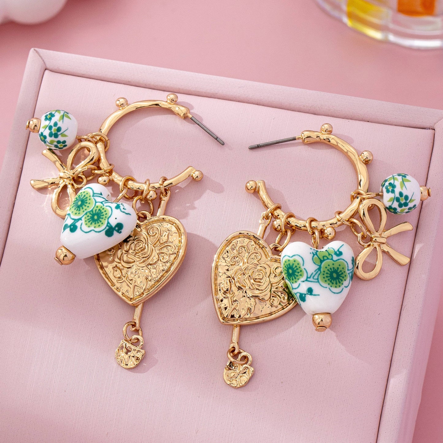 Heart Charm Hoop Earrings