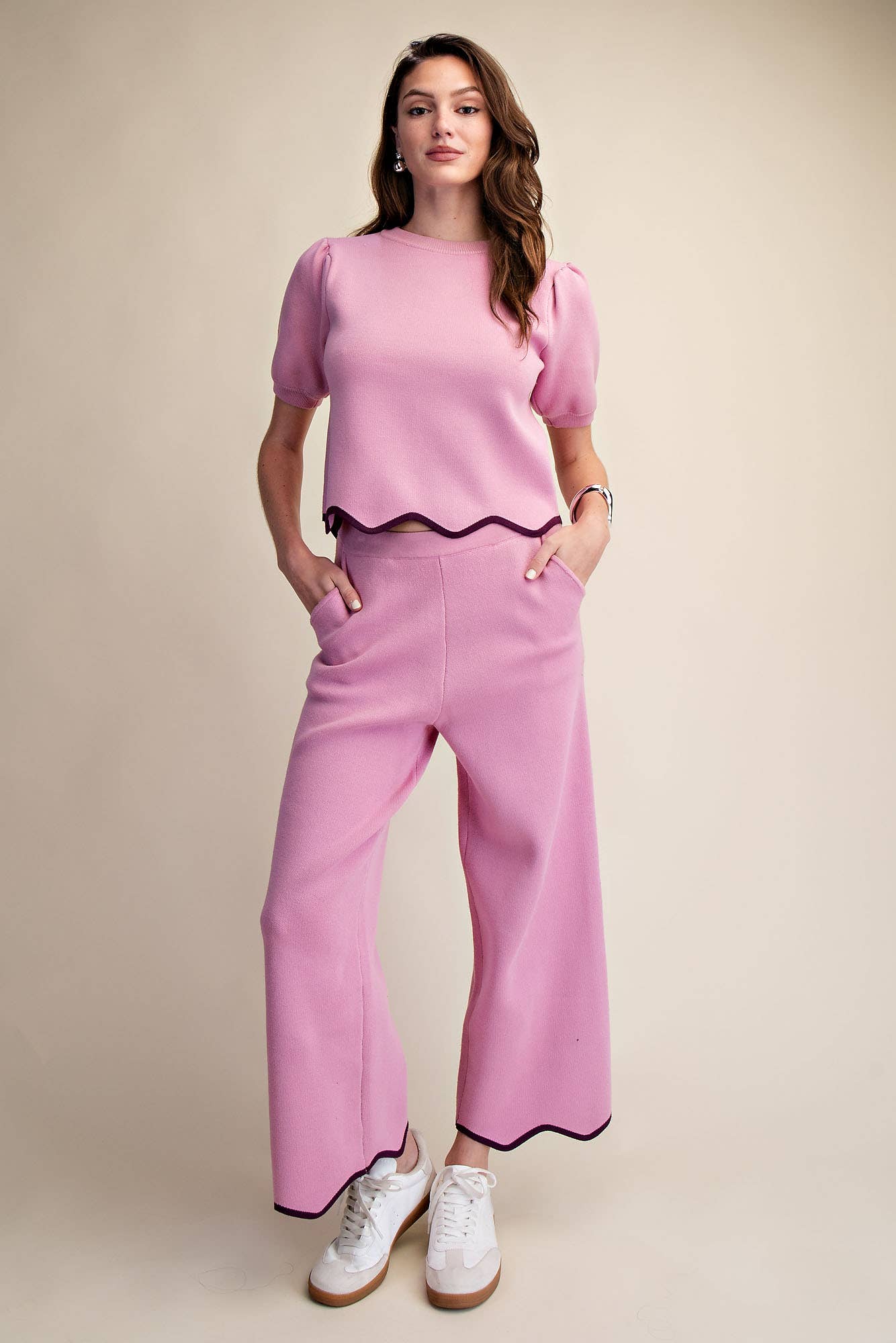 The Scallop Sweater Set - Pink