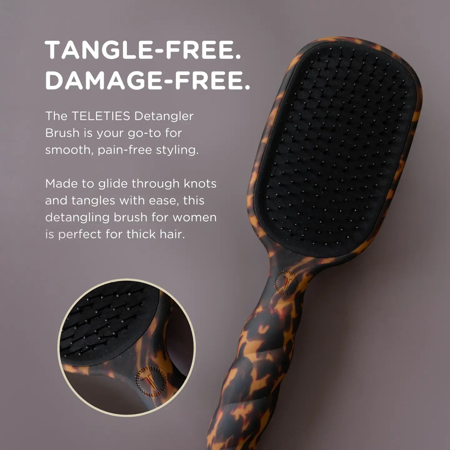 Detangler Hair Brush For Thick Hair - Tortoise