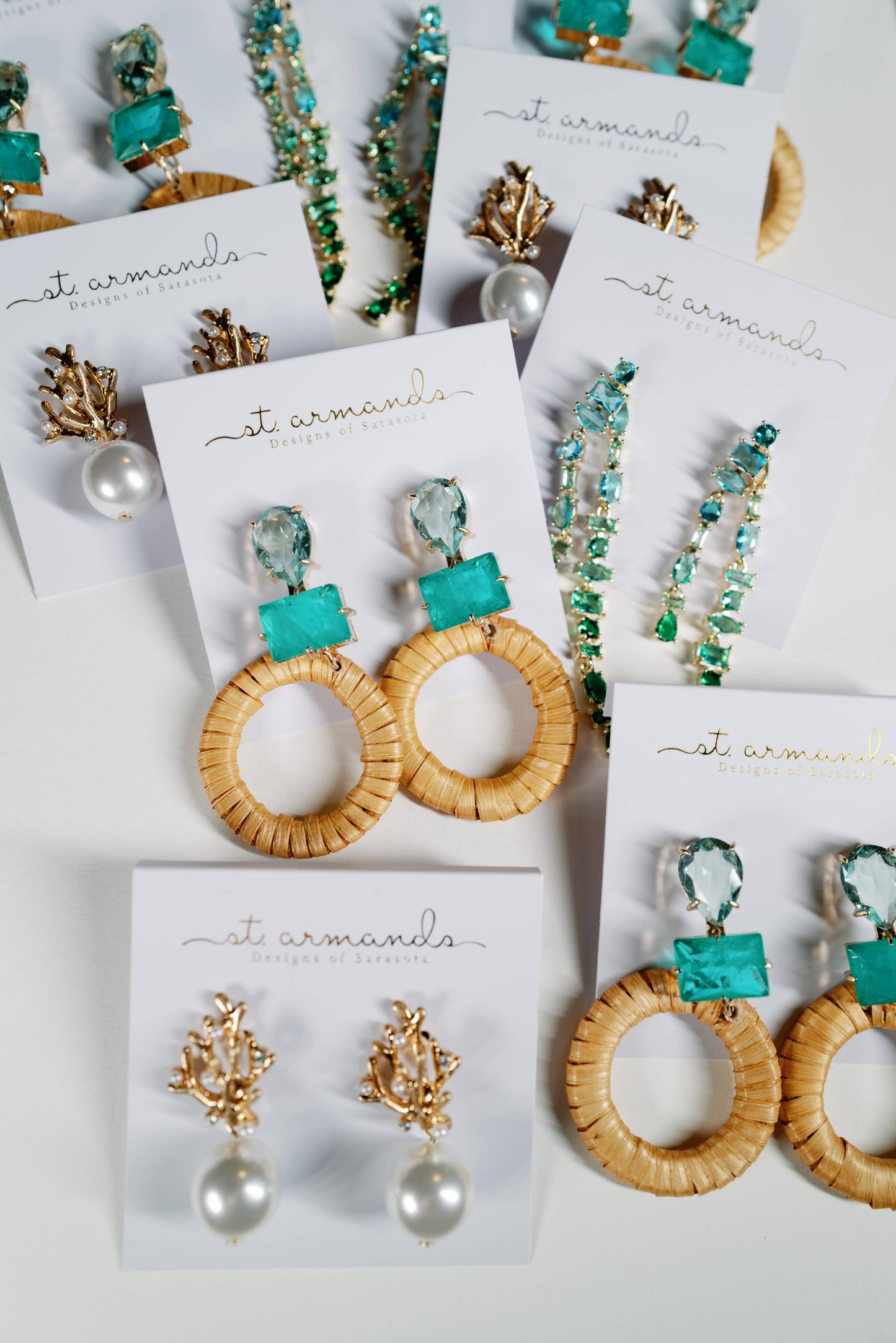 Turquoise Rattan Circle Drop Statement Earrings