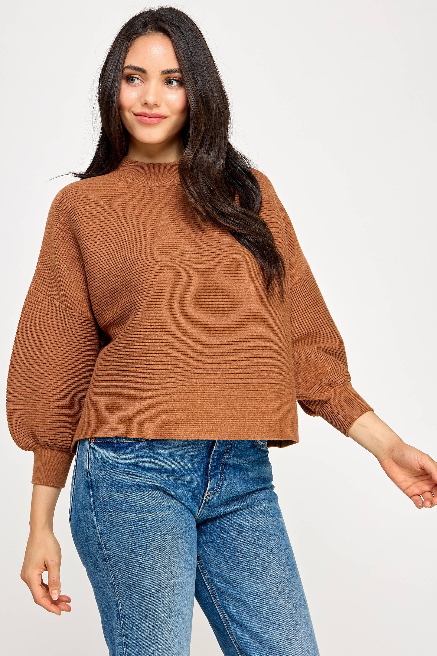 Balloon Sleeve Sweater - Cappuccino