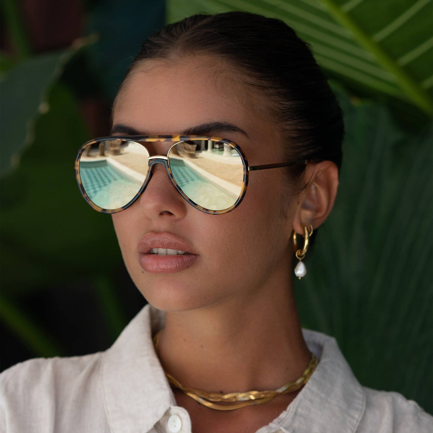 Shay (NEW) Unisex Aviator Sunglasses  : Tortoise / Gold Mirror