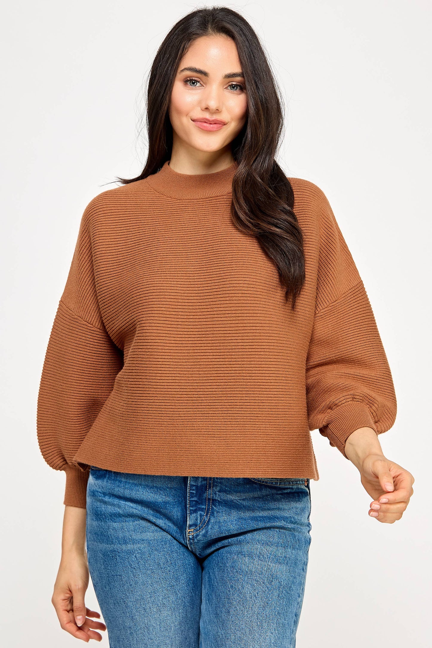 Balloon Sleeve Sweater - Cappuccino