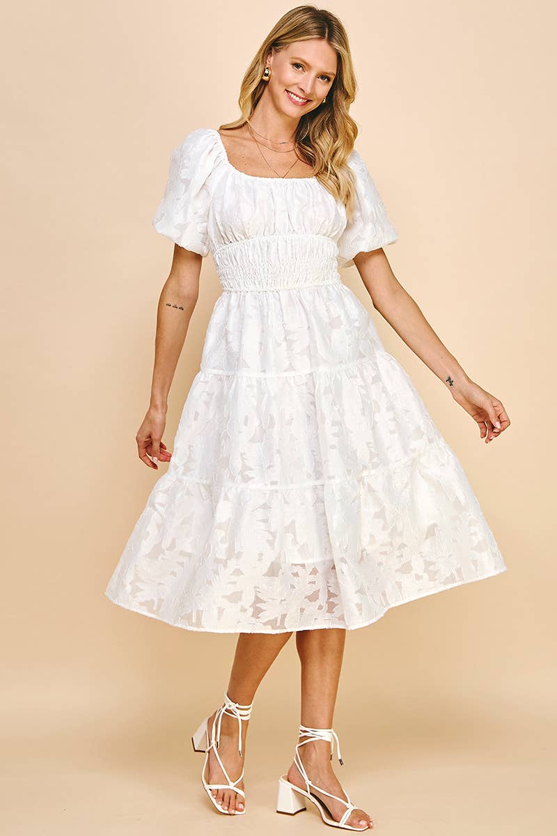 Lace Midi Dress - White