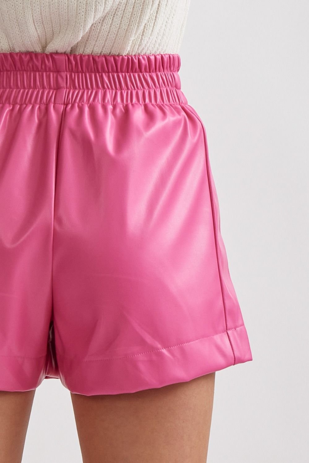Faux Leather Shorts - Hot Pink