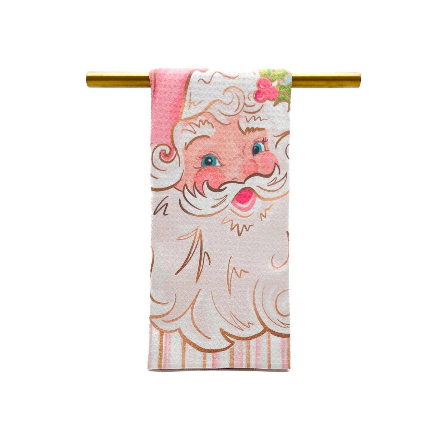 Pretty N' Pink Santa Tea Towel