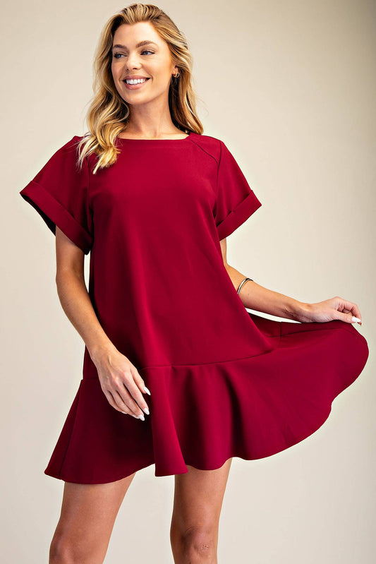 The Abbey Mini Dress: Burgundy