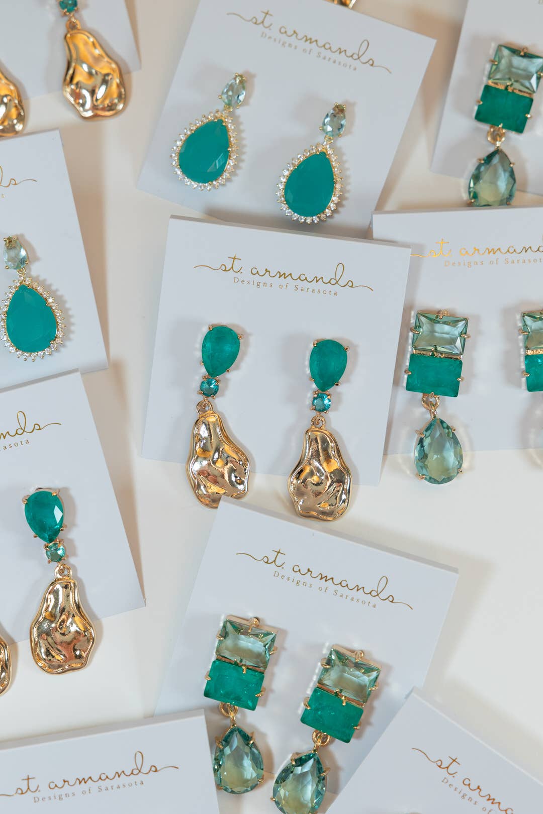 Sculpted Gold Turquoise Drop Statement Earrings