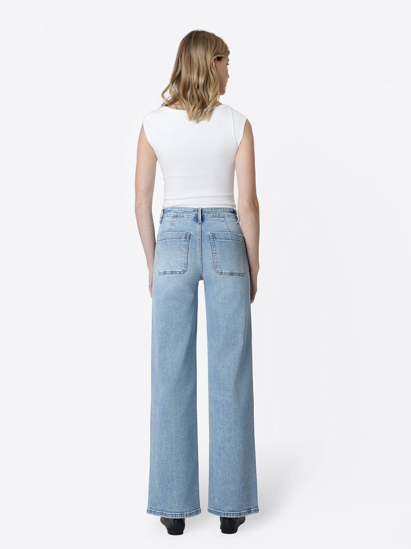 High Rise Patch Pocket Jeans