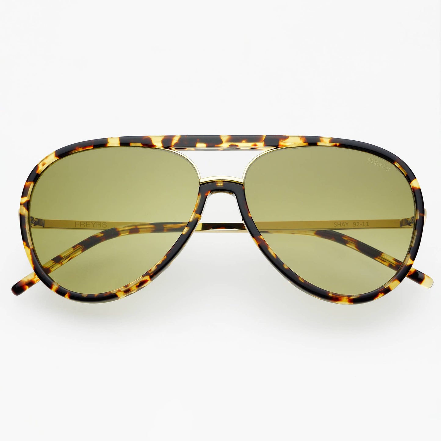 Shay (NEW) Unisex Aviator Sunglasses: Tortoise / Light Green
