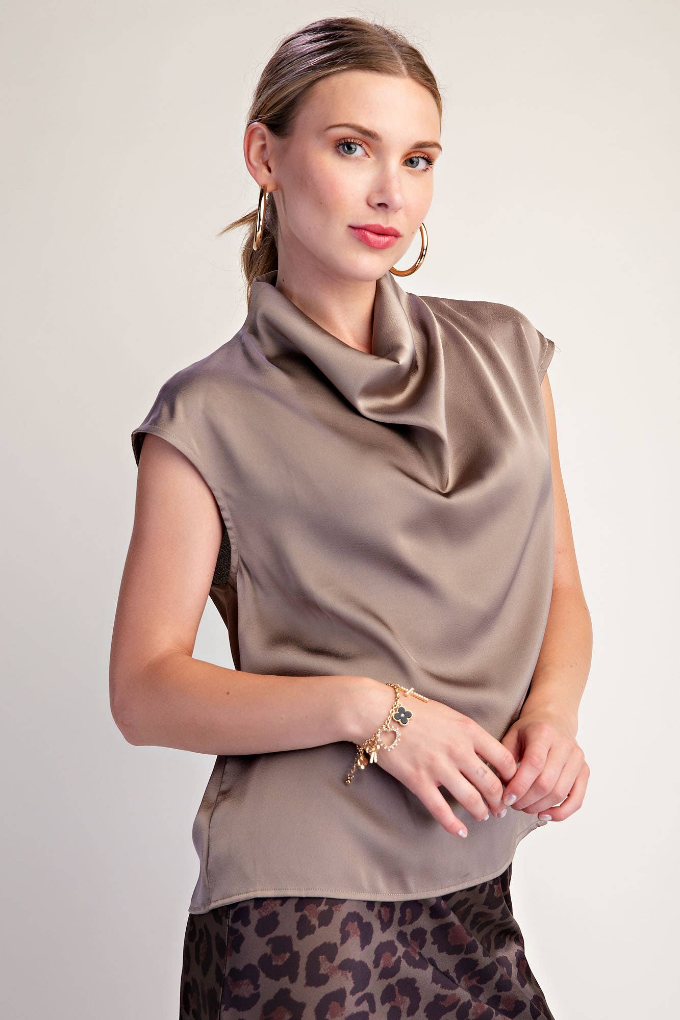 Cowl Neck Top : Mocha