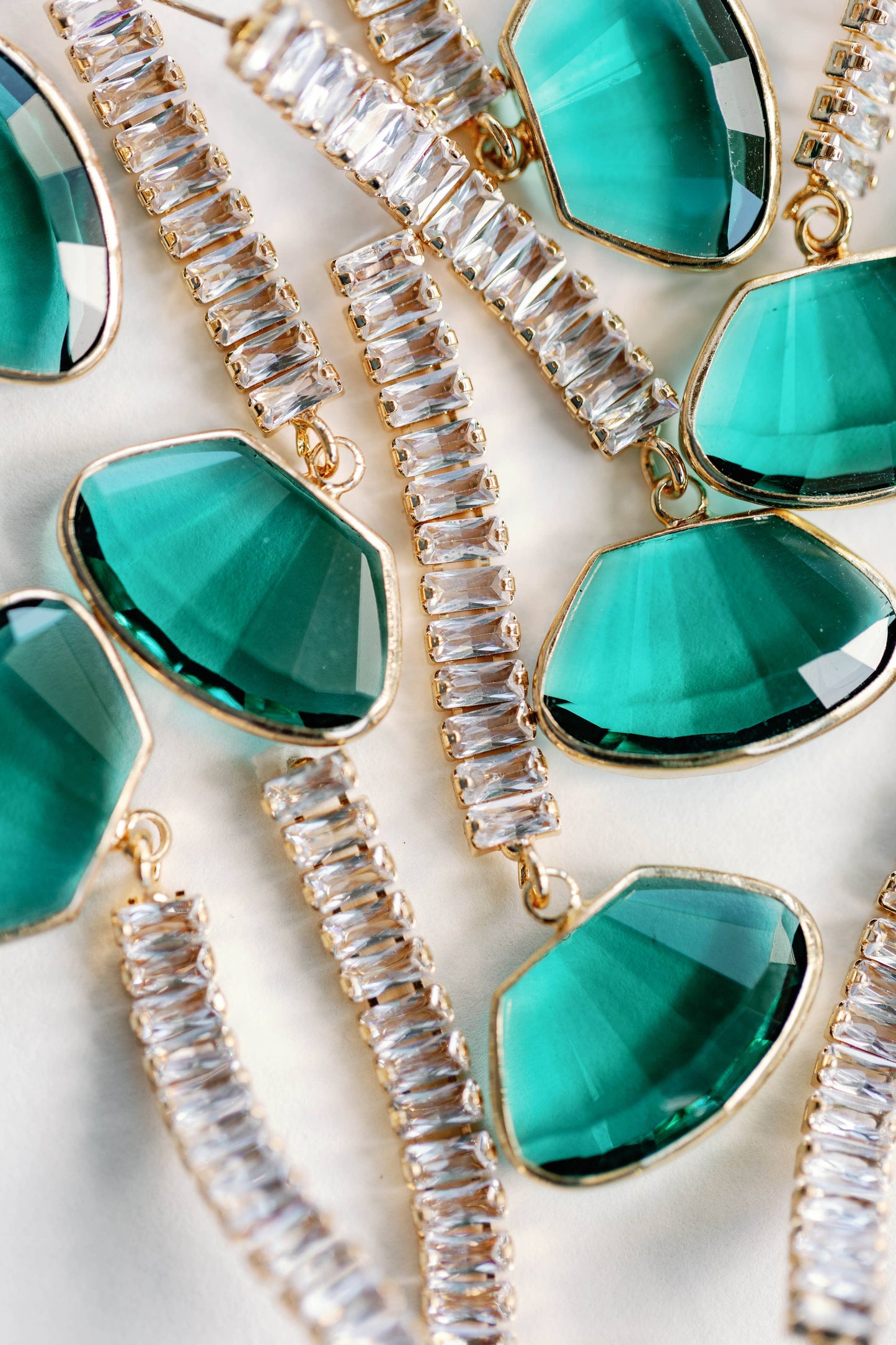 Emerald Swingy Diamond Drop Holiday Statement Earrings