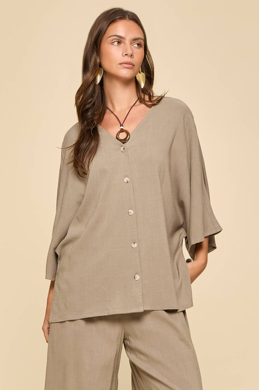 The Sophia Linen Set: Taupe