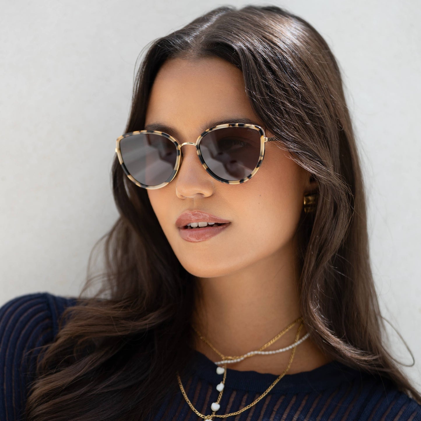 Luna Acetate Womens Cat Eye Sunglasses : Milky Tortoise