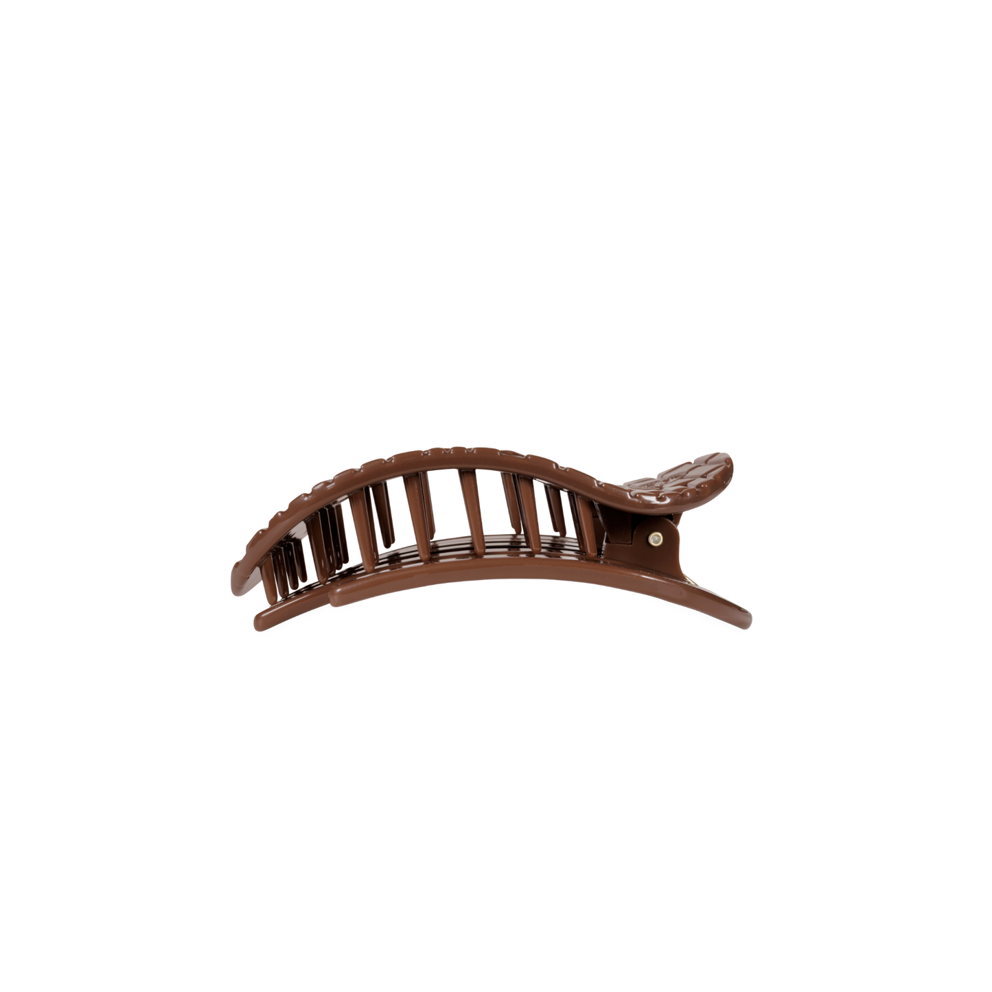 Brown Crocodile Small Flat Round Hair Clip