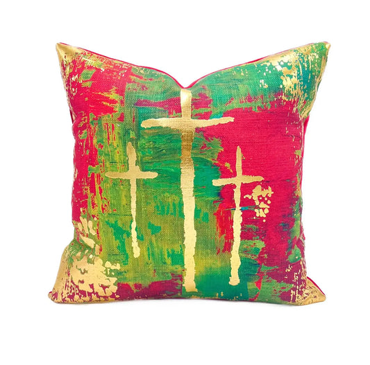 Christmas Golden Crosses Pillow