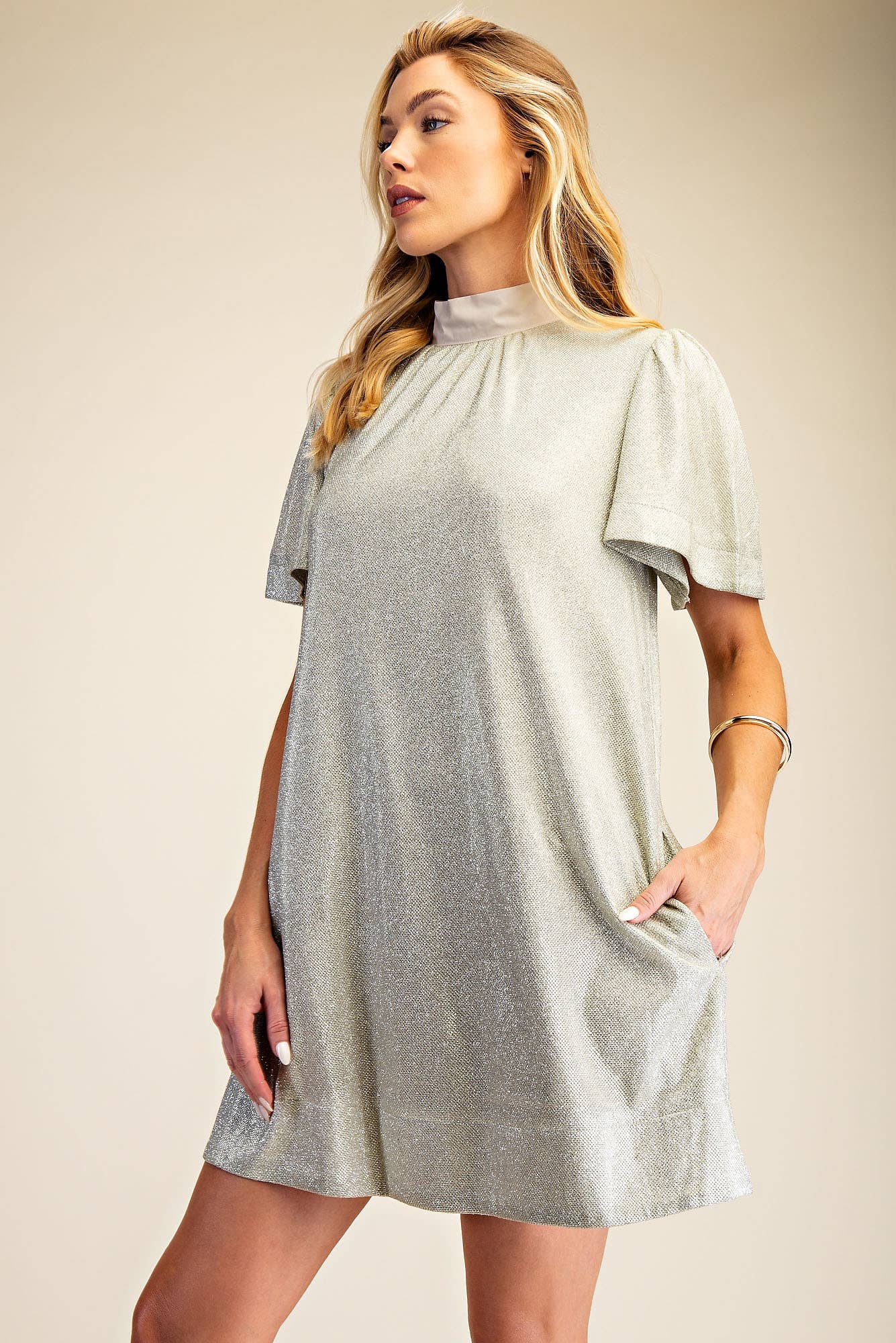 The Mandy Mini Dress: Champagne